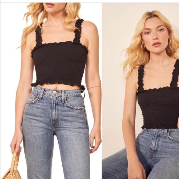 Reformation Leonore Smock Crop Top - Picture 2 of 3